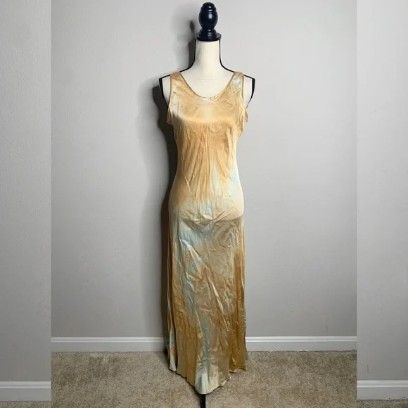 A.L.C Amana Blue Tan Satin Maxi Dress - Picture 6 of 15